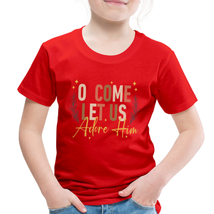 O Come Let us Adore Him Christmas Toddler Shirt - red