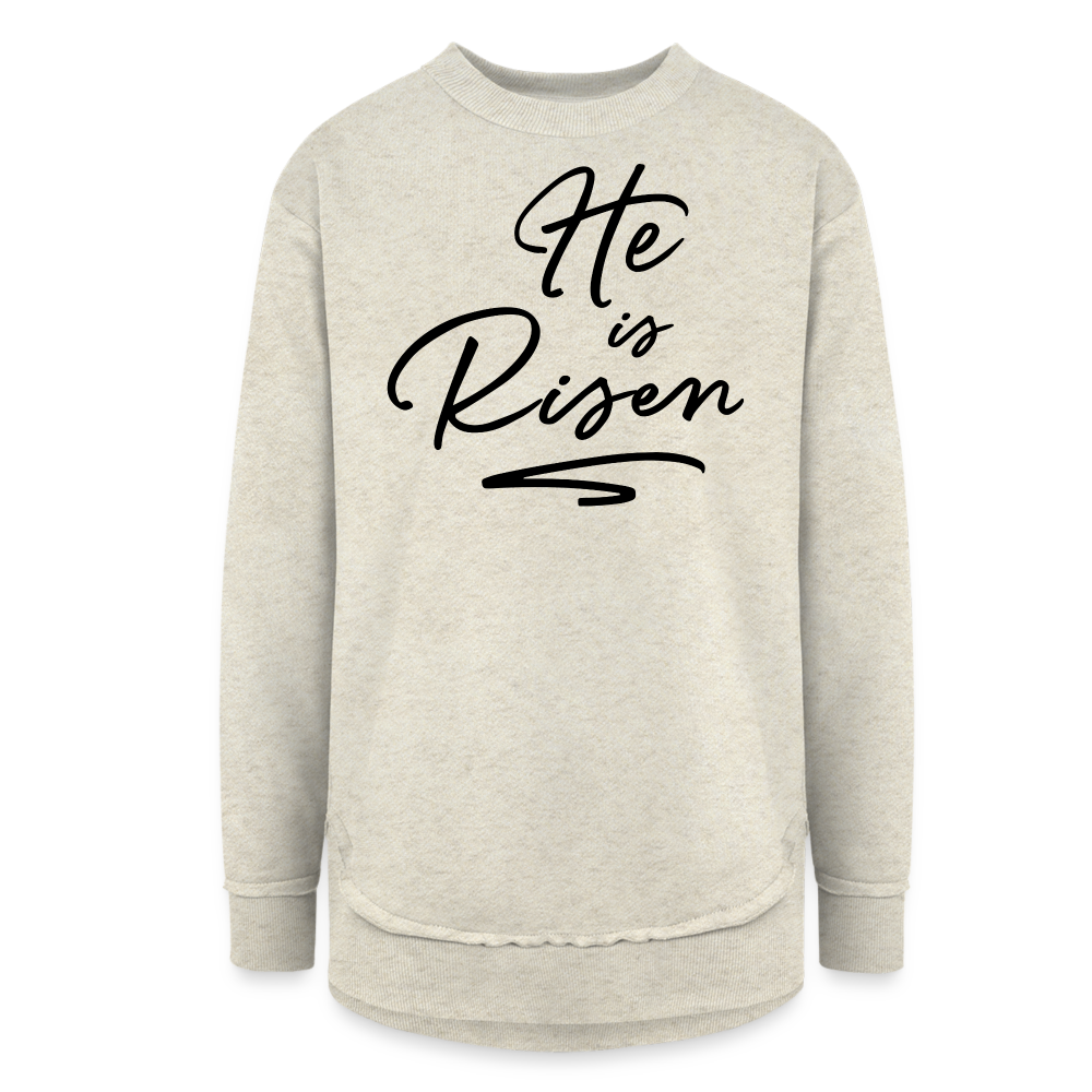 He is Risen Women's Long Sleeve Weekend Tunic - heather oatmeal