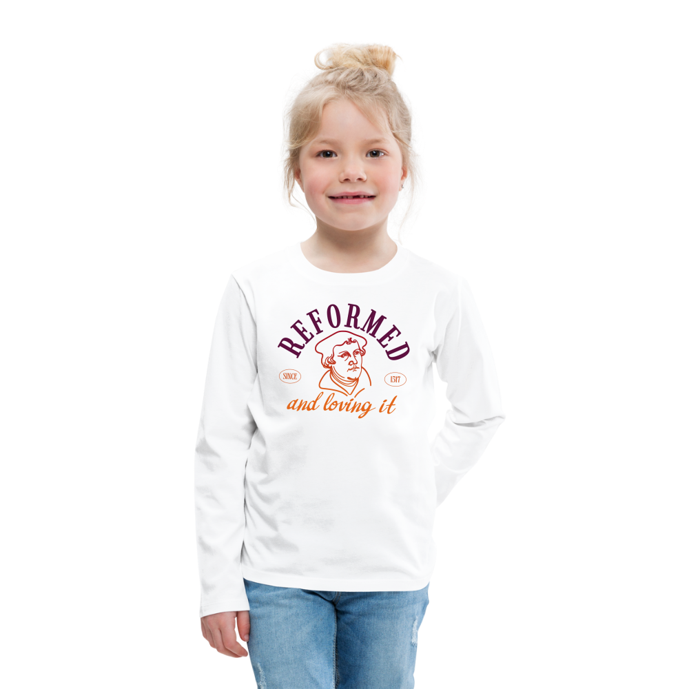 Reformed & Loving It (Color) Reformation Day Kid's Long Sleeve Shirt - white