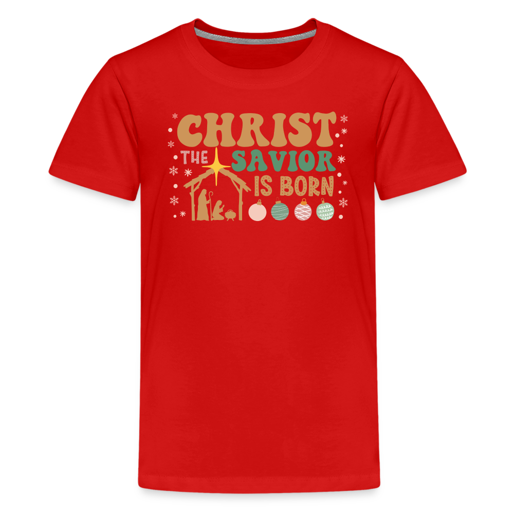 Christ the Savior is Born Christmas Family Kids' Premium T-Shirt - red