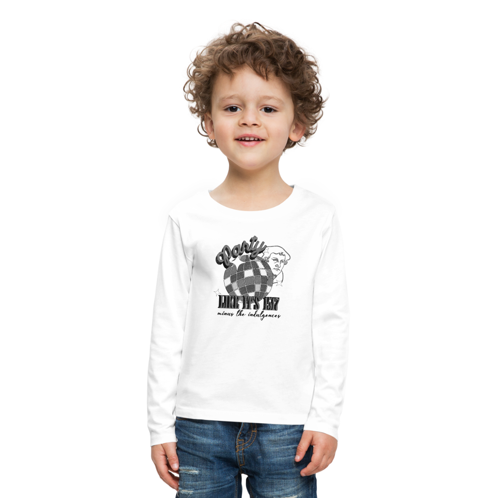 Party Like its 1517 (Color) Reformation Day Kid's Long Sleeve Shirt - white