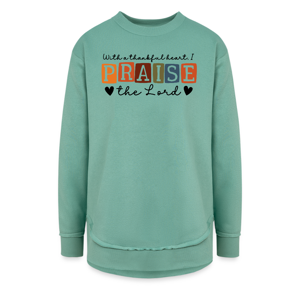 With a Thankful Heart I Praise the Lord Women's Tunic Sweater - saltwater