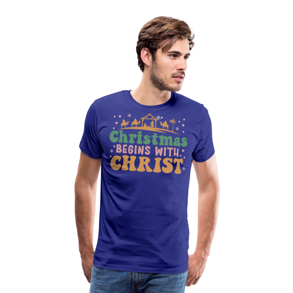 Christmas Begins with Christ is Born Christmas Family Men's Premium T-Shirt - royal blue