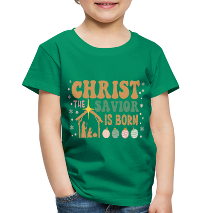 Christ the Savior is Born Christmas Family Toddler Premium T-Shirt - kelly green