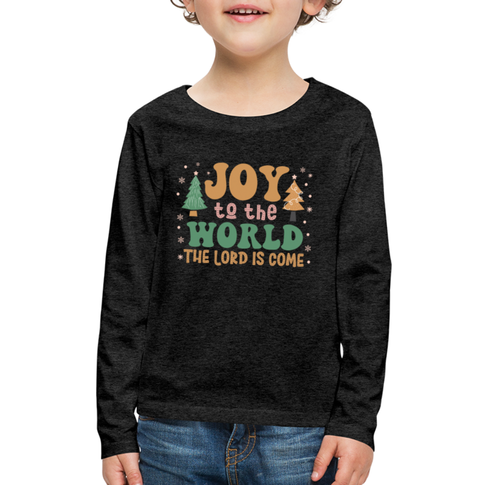 Joy to the World Christmas Family Kids' Premium Long Sleeve T-Shirt - charcoal grey