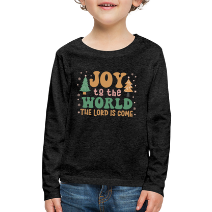 Joy to the World Christmas Family Kids' Premium Long Sleeve T-Shirt - charcoal grey