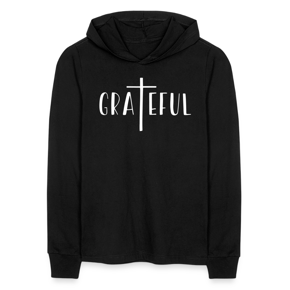 Grateful Men's Long Sleeve Shirt with Hood - black