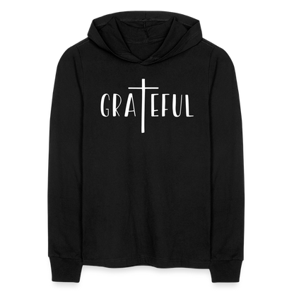 Grateful Men's Long Sleeve Shirt with Hood - black