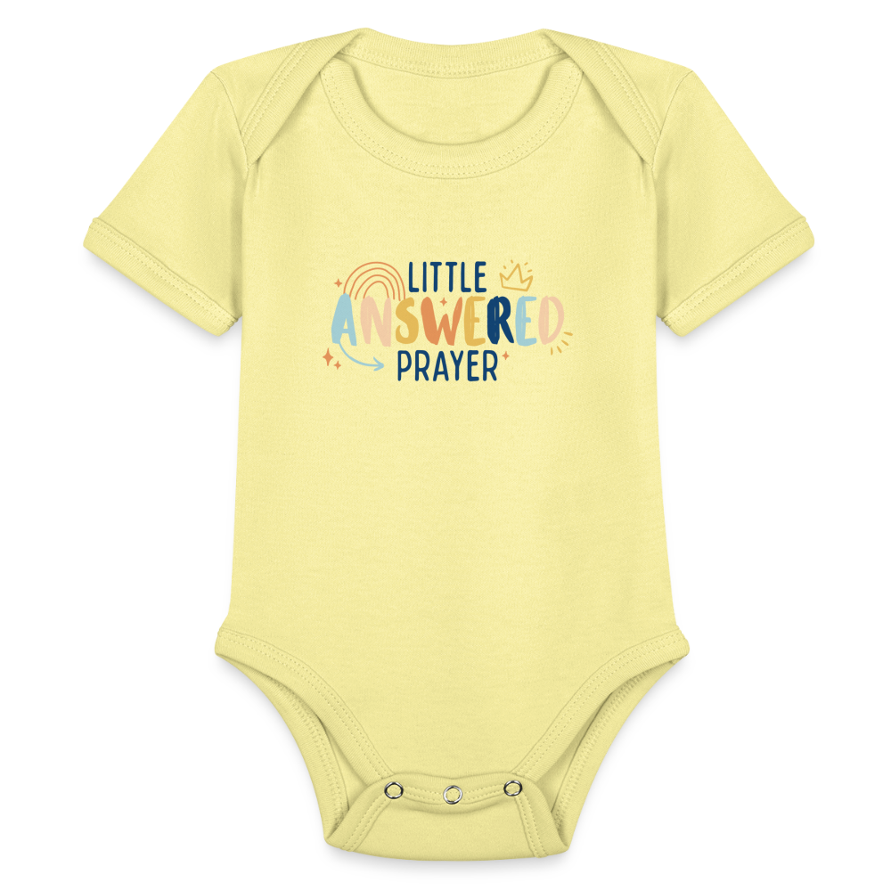 Little Answered Prayer Baby Onesie Bodysuit - washed yellow