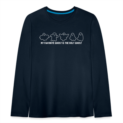 My Favorite Ghost is the Holy Ghost Youth Long Sleeve Shirt - deep navy