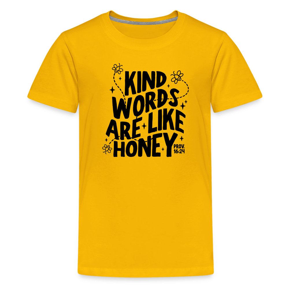 Kind Words are Like Honey Kid's T-Shirt - sun yellow