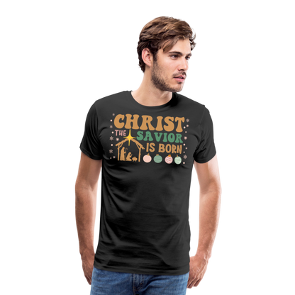 Christ the Savior is Born Christmas Family Men's Premium T-Shirt - black