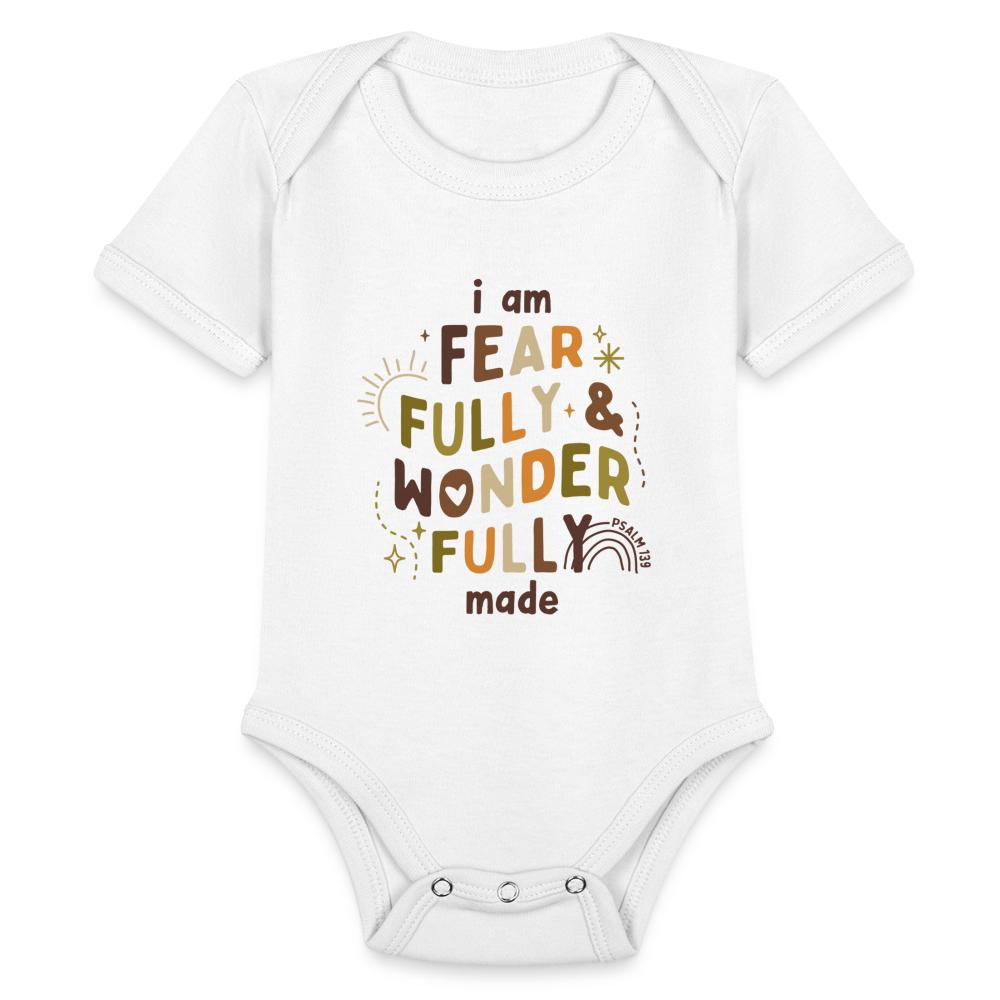 I Am Fearfully & Wonderfull Made (Boho) Baby Onesie Bodysuit - white