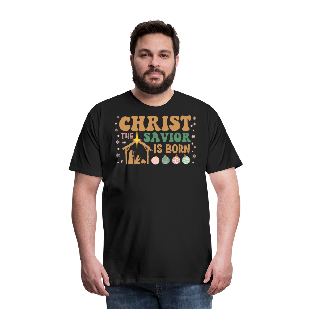 Christ the Savior is Born Christmas Family Men's Premium T-Shirt - black