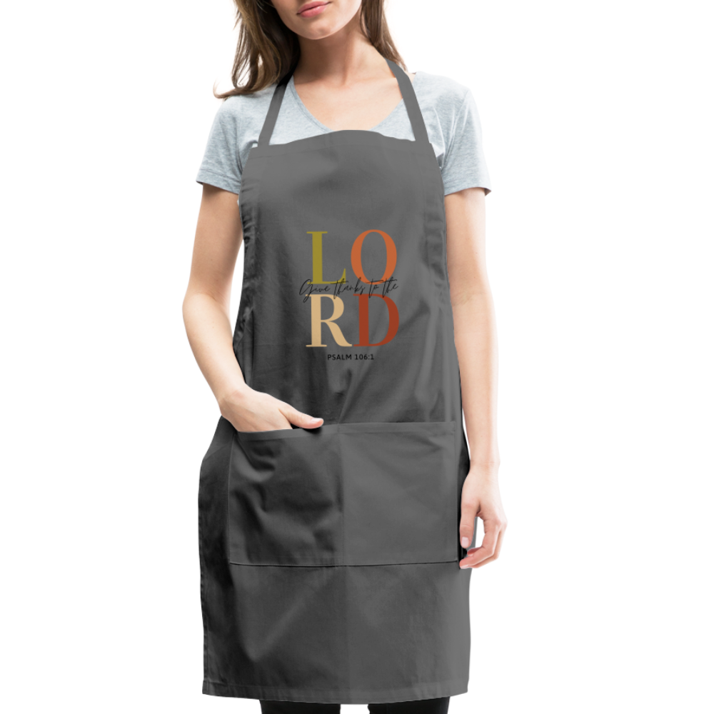 Give Thanks to the Lord Apron - charcoal