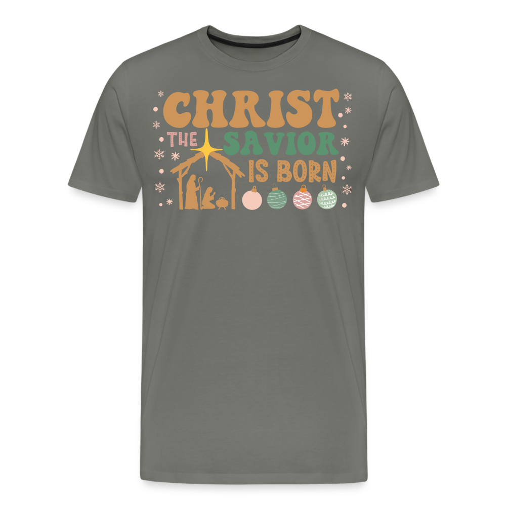 Christ the Savior is Born Christmas Family Men's Premium T-Shirt - asphalt gray