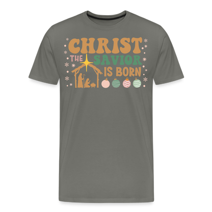 Christ the Savior is Born Christmas Family Men's Premium T-Shirt - asphalt gray