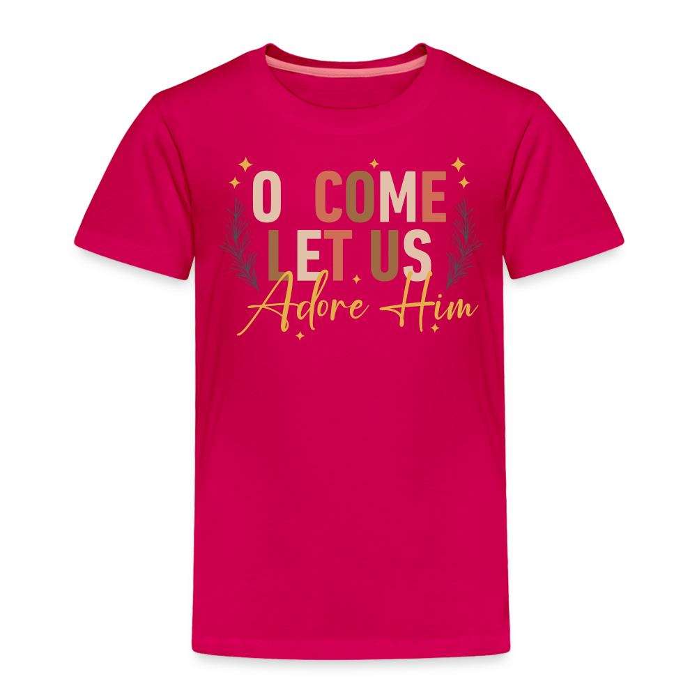 O Come Let us Adore Him Christmas Toddler Shirt - dark pink