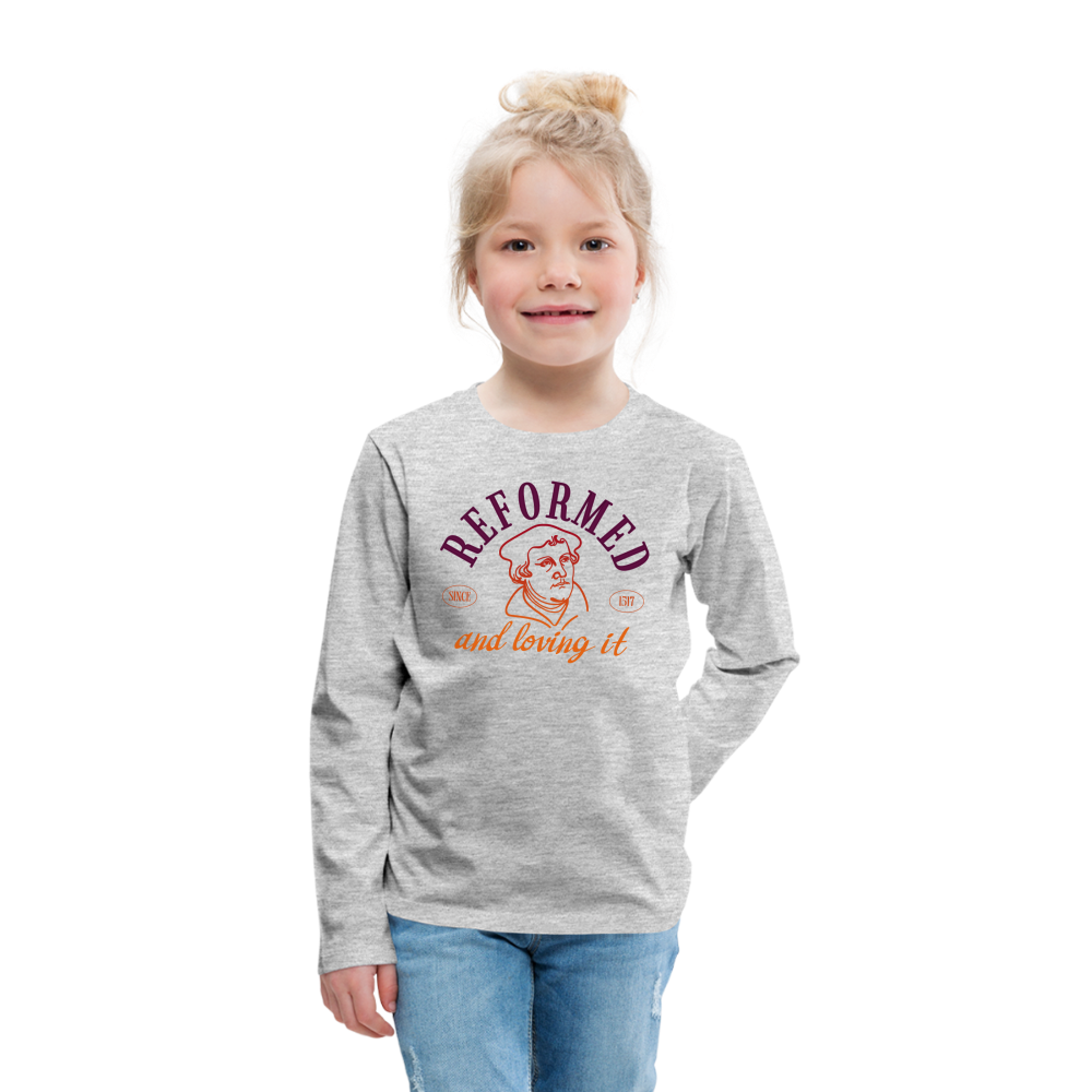 Reformed & Loving It (Color) Reformation Day Kid's Long Sleeve Shirt - heather gray