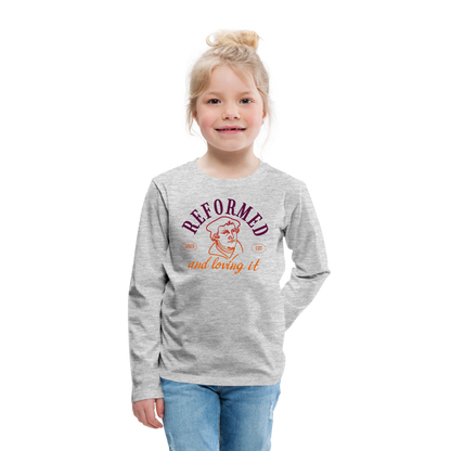 Reformed & Loving It (Color) Reformation Day Kid's Long Sleeve Shirt - heather gray