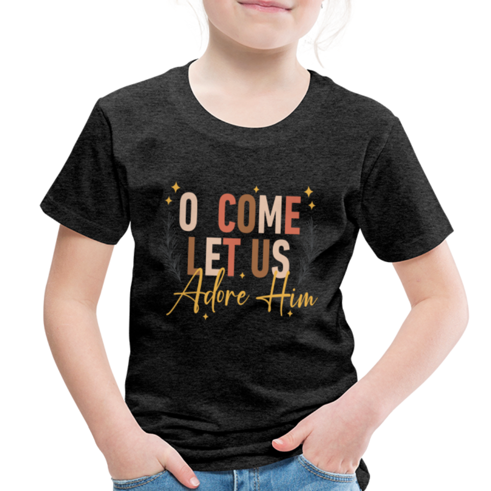 O Come Let us Adore Him Christmas Toddler Shirt - charcoal grey