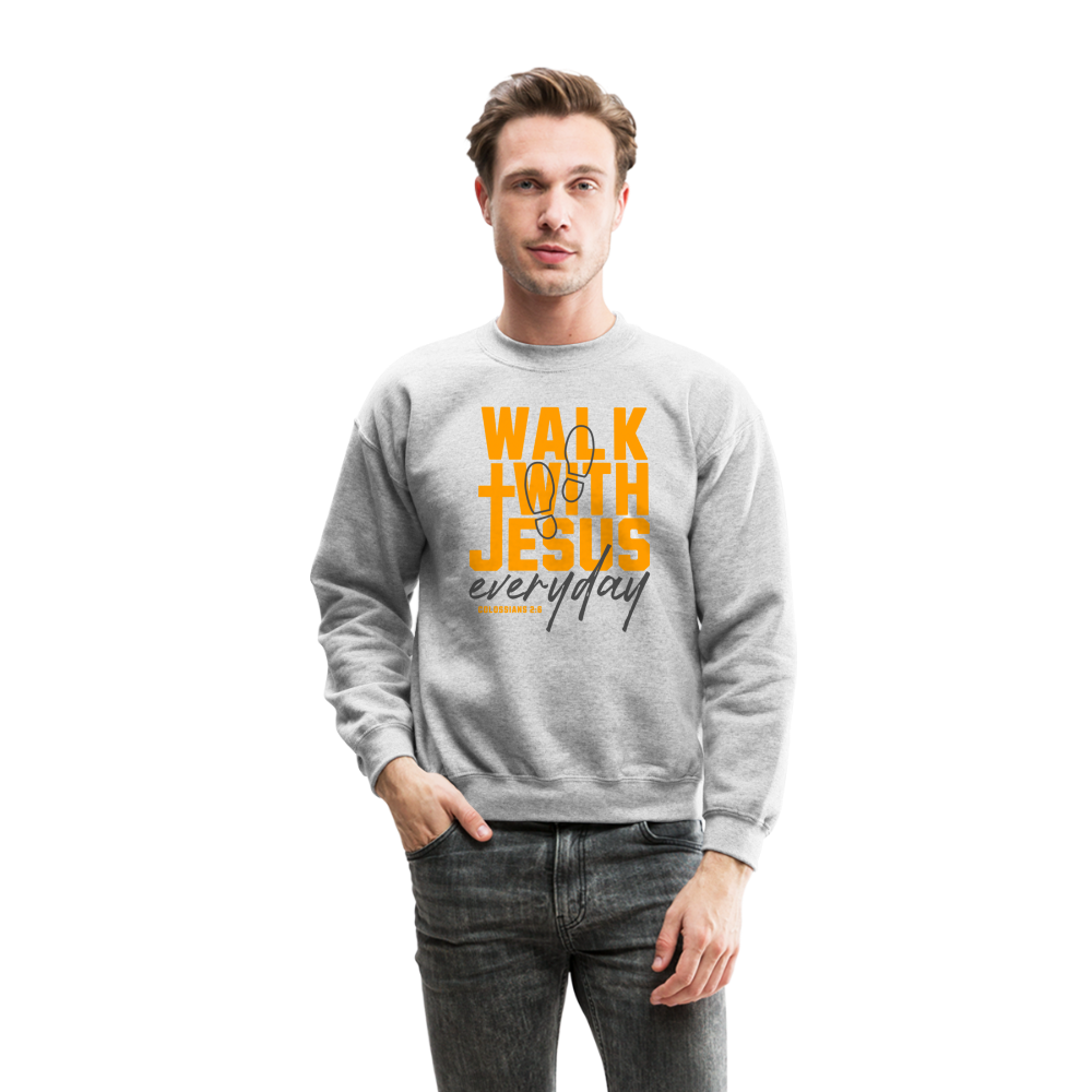 Walk with Jesus Everyday Men's Sweater - heather gray