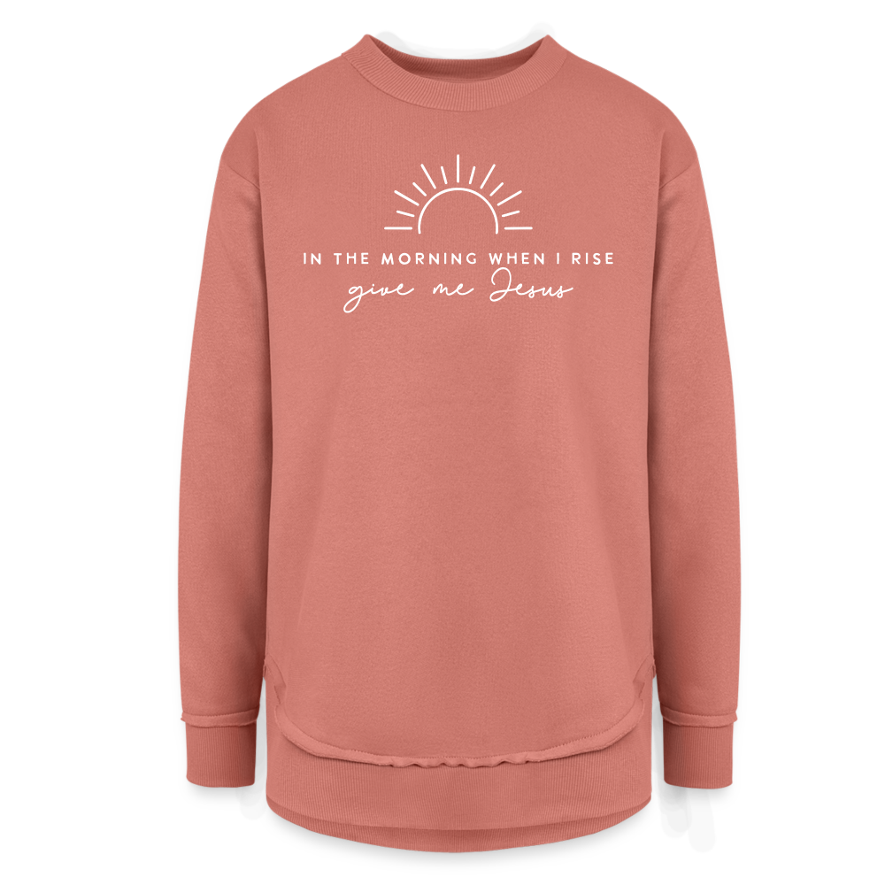 In the Morning When I Rise Give Me Jesus Women's Long Sleeve Weekend Tunic - mauve