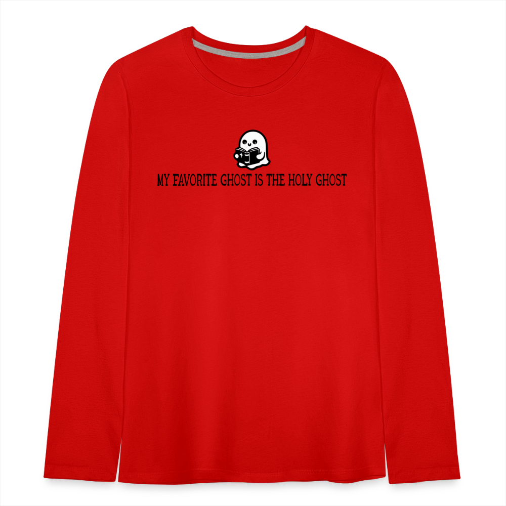 My Favorite Ghost is the Holy Ghost (Bible) Kids Long Sleeve Shirt - red