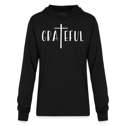 Grateful Men's Long Sleeve Shirt with Hood - black