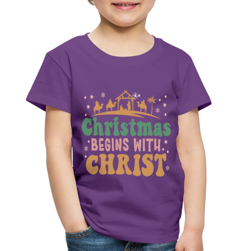 Christmas begins with Christ Family Toddler Premium T-Shirt - purple