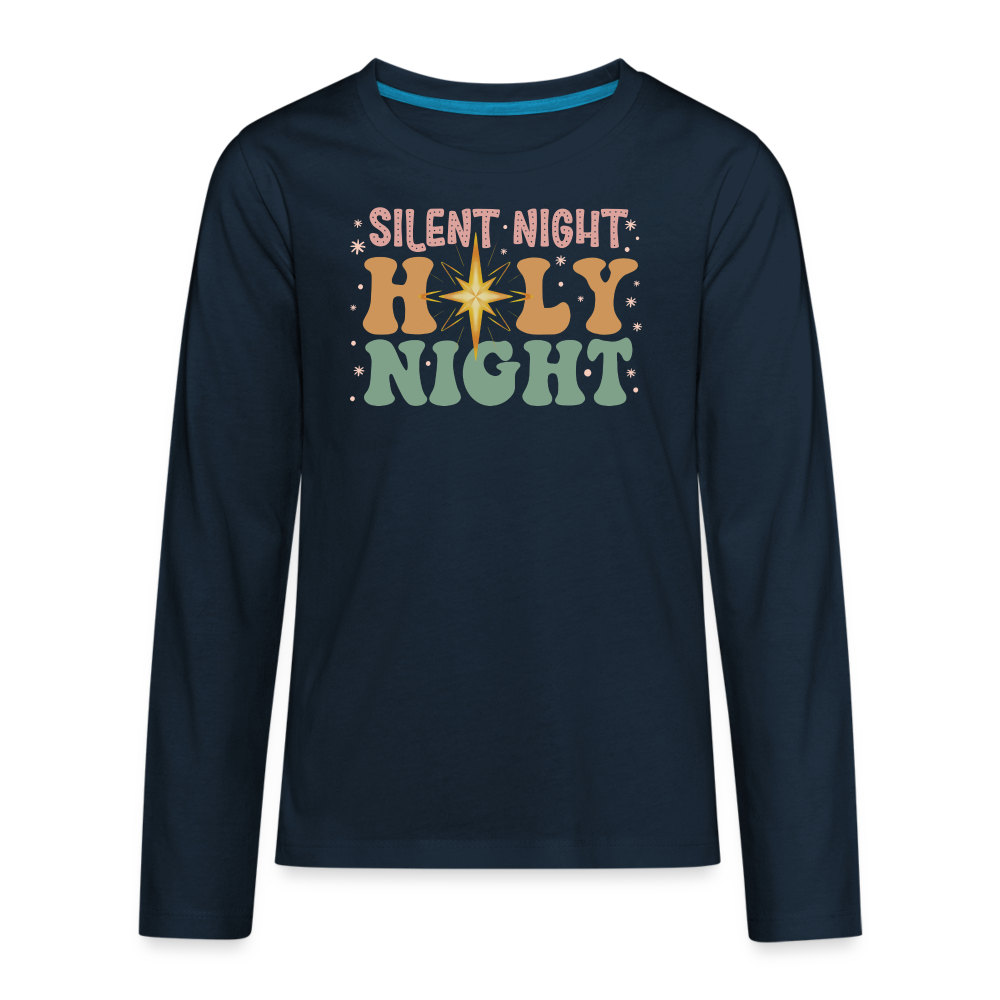 Silent Night Christmas Family Kids' Premium Long Sleeve T-Shirt - deep navy