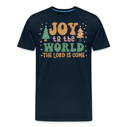 Joy to the World Christmas Family Men's Premium T-Shirt - deep navy