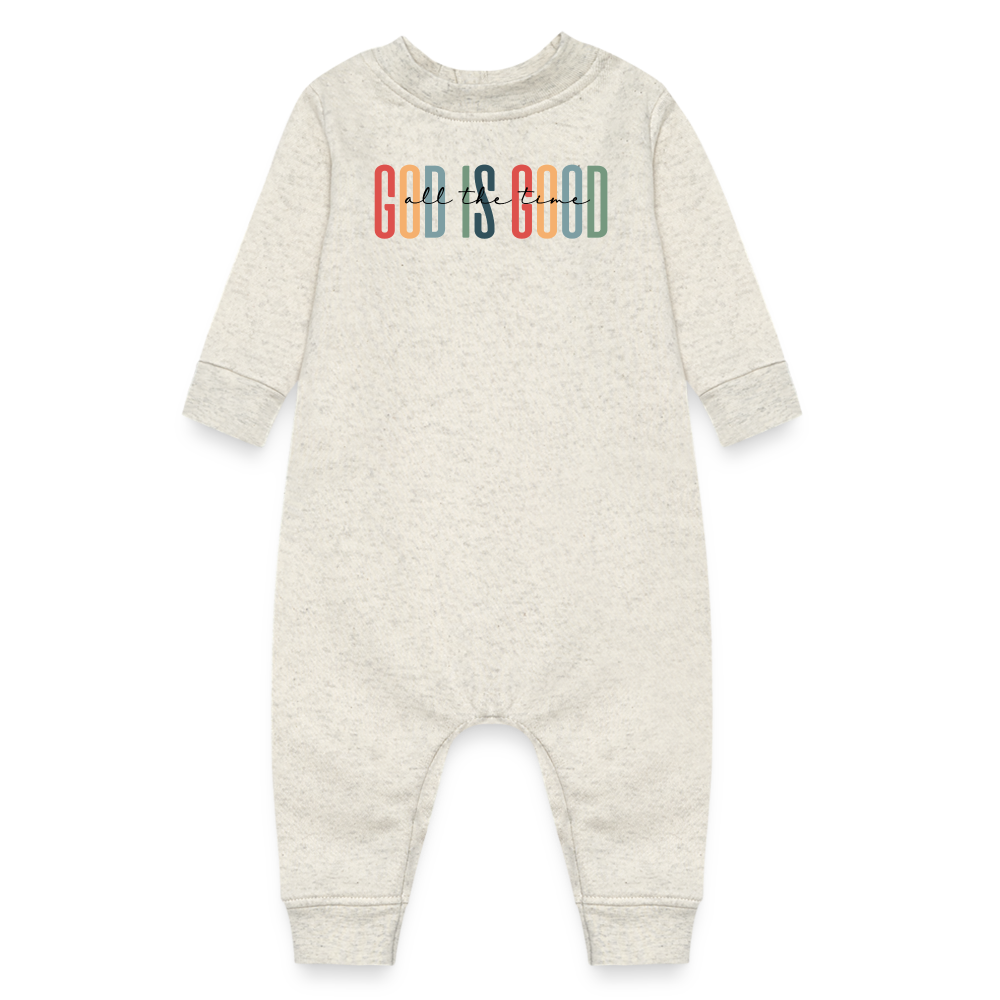 God is Good (Rainbow) Baby Fleece Bodysuit - heather oatmeal