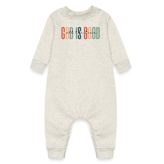 God is Good (Rainbow) Baby Fleece Bodysuit - heather oatmeal