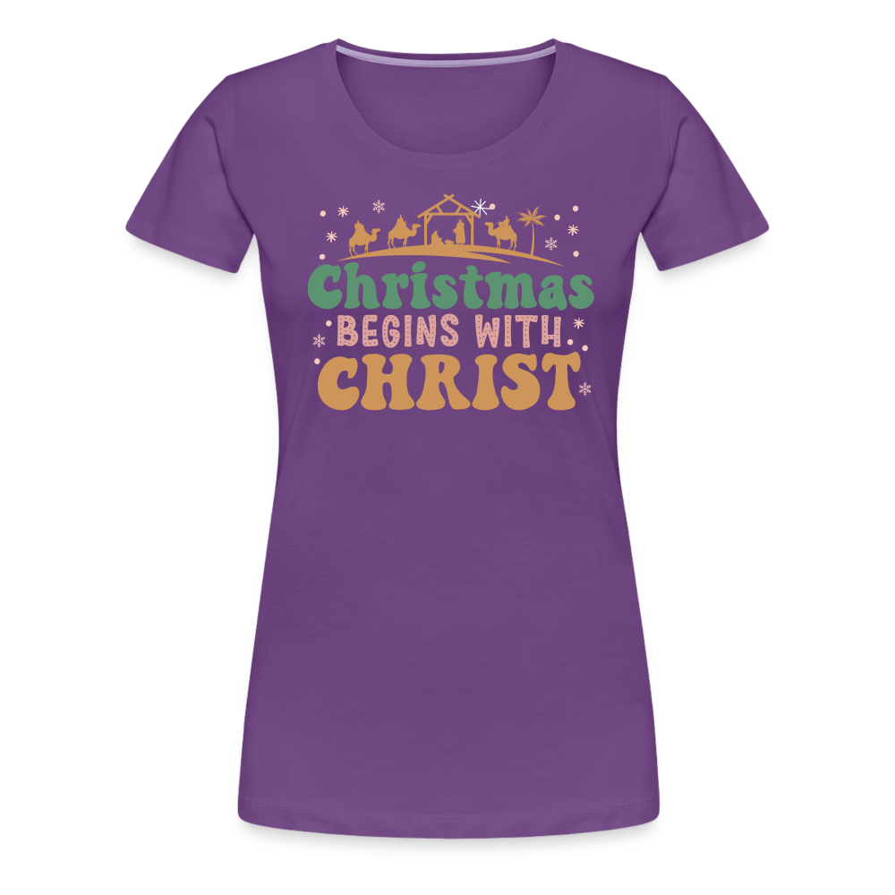 Christmas Begins with Christ Family Women’s Premium T-Shirt - purple