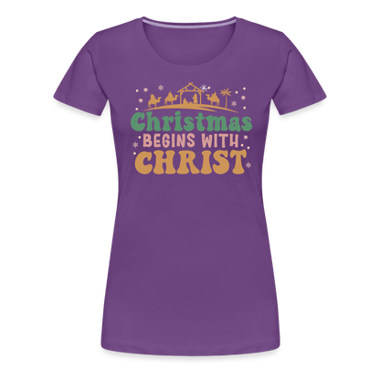 Christmas Begins with Christ Family Women’s Premium T-Shirt - purple