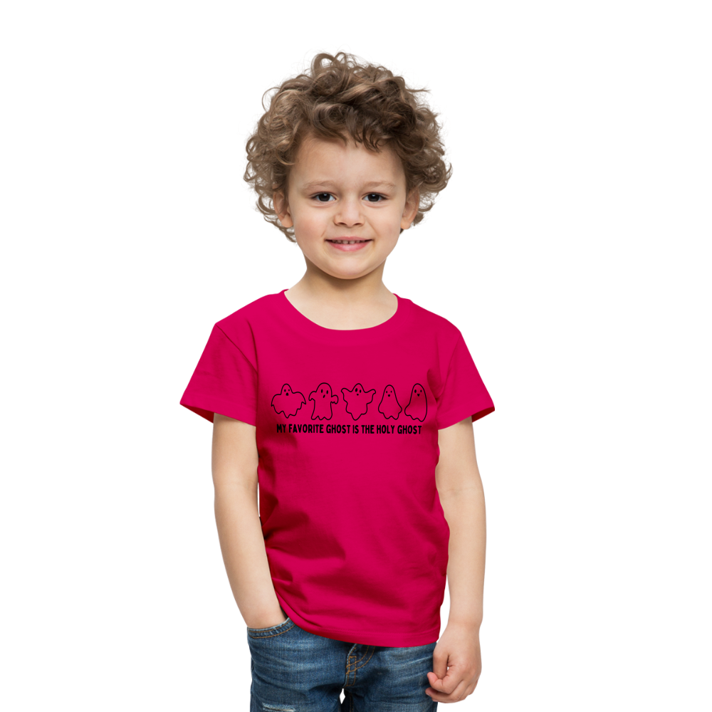 My Favorite Ghost is the Holy Ghost (B, Outline) Toddler T-Shirt - dark pink