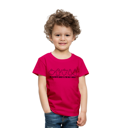 My Favorite Ghost is the Holy Ghost (B, Outline) Toddler T-Shirt - dark pink