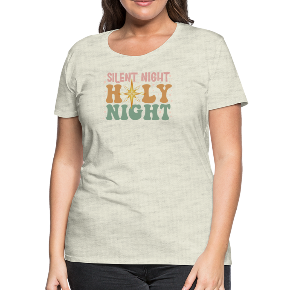 Silent Night Christmas Family Women’s Premium T-Shirt - heather oatmeal