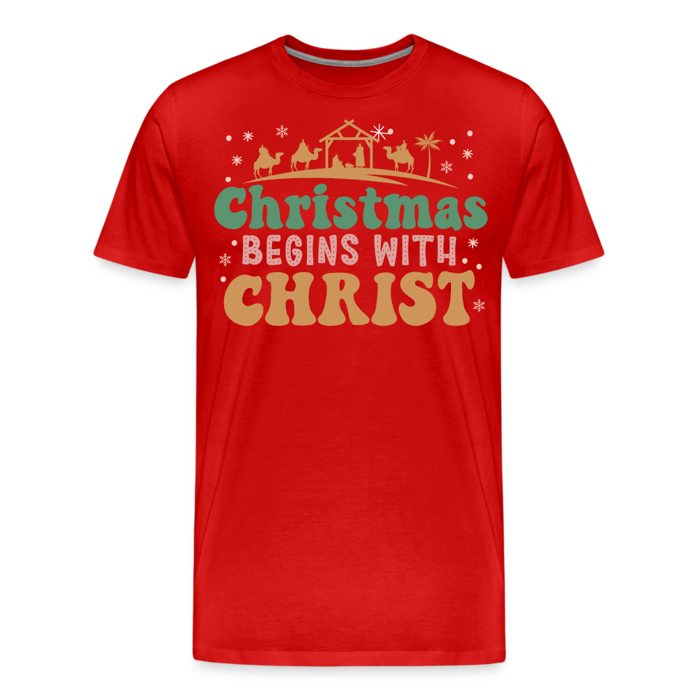 Christmas Begins with Christ is Born Christmas Family Men's Premium T-Shirt - red