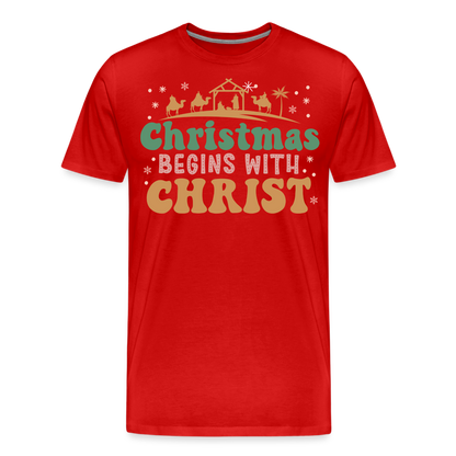 Christmas Begins with Christ is Born Christmas Family Men's Premium T-Shirt - red