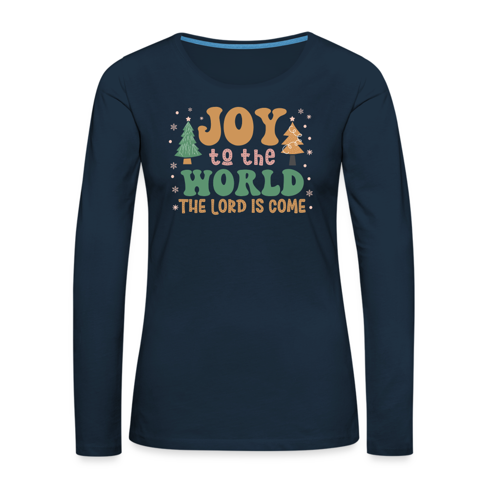 Joy to the World Christmas Family Women's Premium Long Sleeve T-Shirt - deep navy