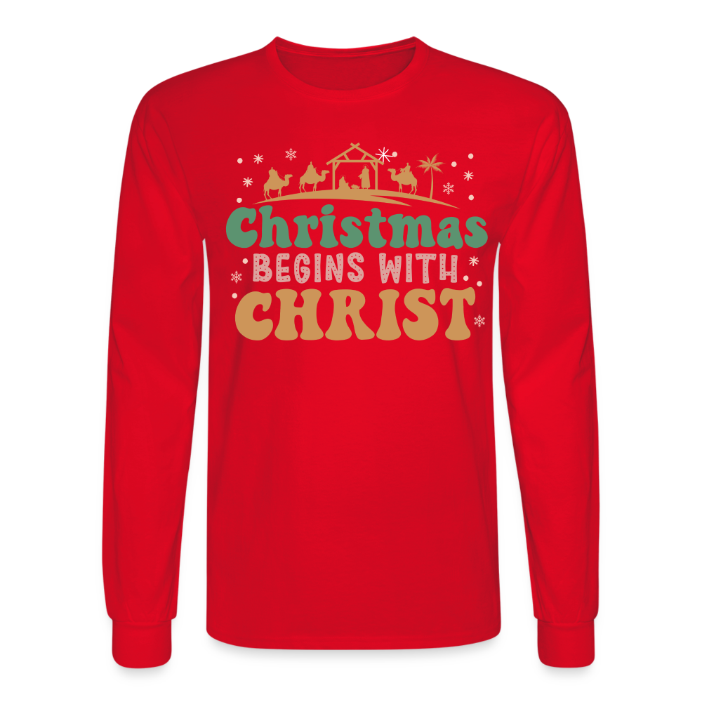 Christmas Begins with Christ Christmas Family Men's Long Sleeve T-Shirt - red