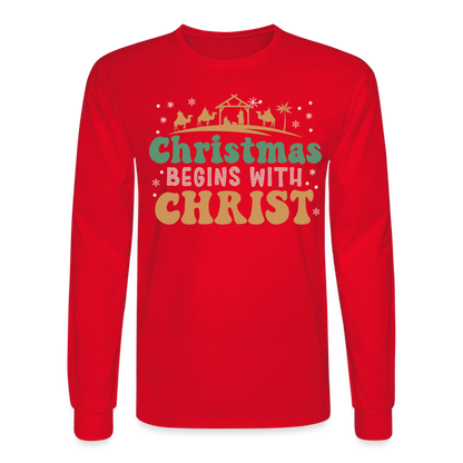 Christmas Begins with Christ Christmas Family Men's Long Sleeve T-Shirt - red