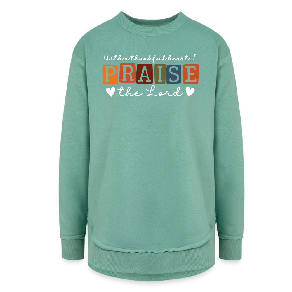 With a Thankful Heart I Praise the Lord Women's Tunic Sweater - saltwater