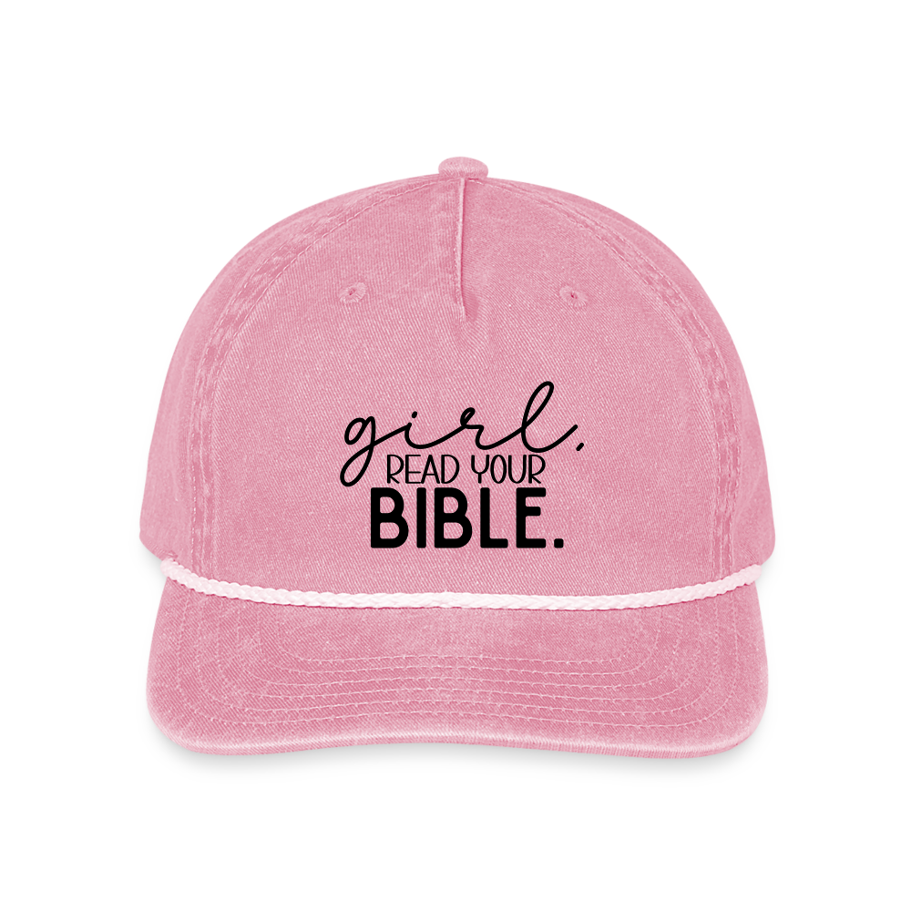 Girl Read Your Bible Hat Cap - washed pink