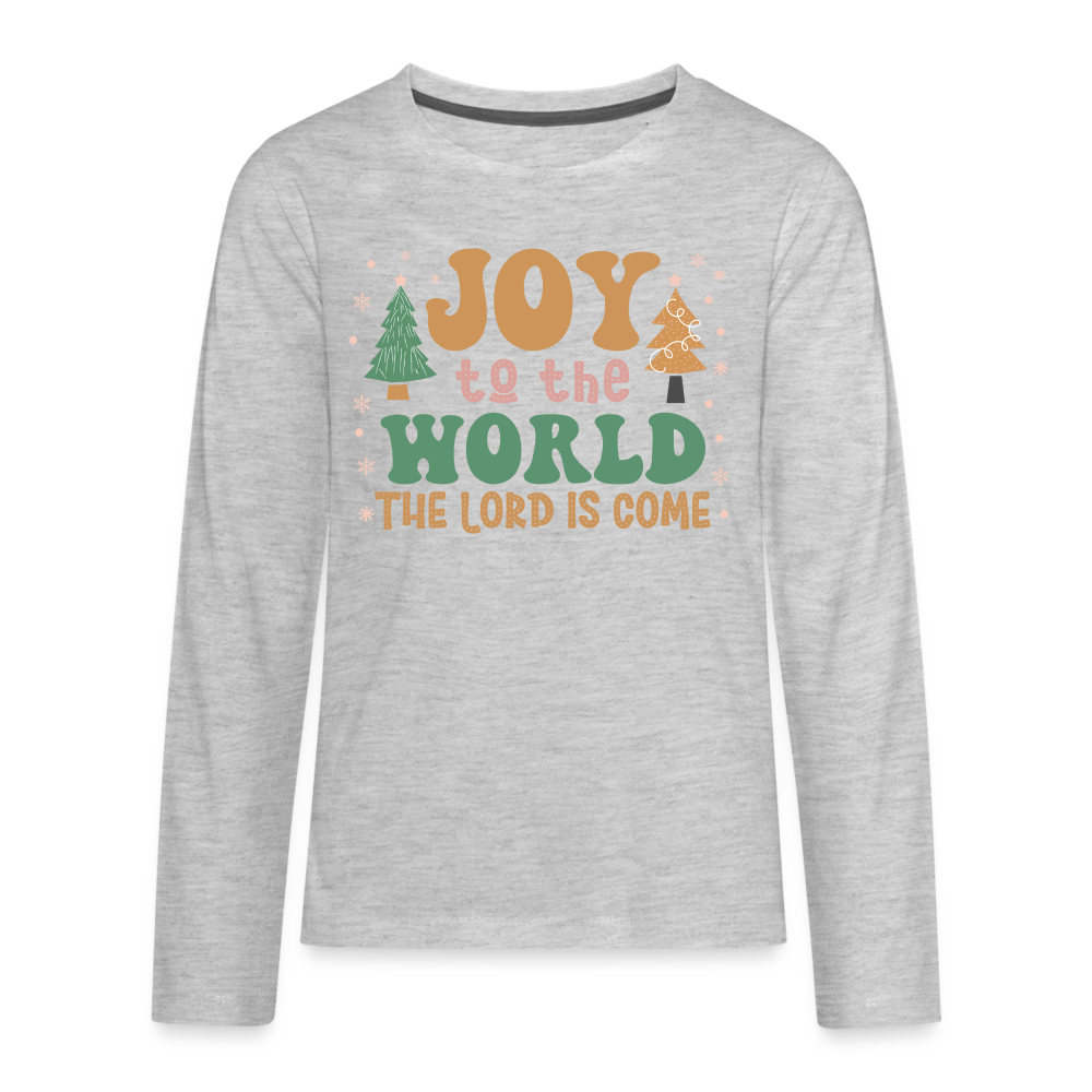 Joy to the World Christmas Family Kids' Premium Long Sleeve T-Shirt - heather gray