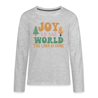 Joy to the World Christmas Family Kids' Premium Long Sleeve T-Shirt - heather gray