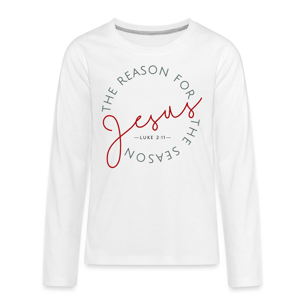 The Reason for the Season (Color) Christmas Family Kids' Premium Long Sleeve T-Shirt - white