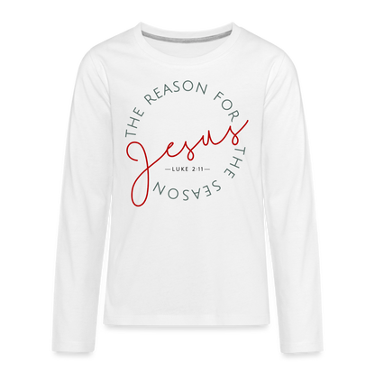 The Reason for the Season (Color) Christmas Family Kids' Premium Long Sleeve T-Shirt - white